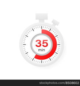 The 35 minutes timer. Stopwatch icon in flat style. The 35 minutes timer. Stopwatch icon in flat style.