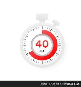 The 40 minutes timer. Stopwatch icon in flat style. The 40 minutes timer. Stopwatch icon in flat style.