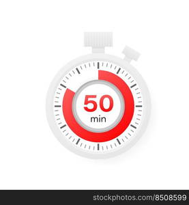 The 50 minutes timer. Stopwatch icon in flat style. The 50 minutes timer. Stopwatch icon in flat style.