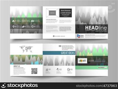 The abstract minimalistic vector illustration of the editable layout. Two creative covers design templates for square brochure. Rows of colored diagram with peaks of different height.. The abstract minimalistic vector illustration of the editable layout. Two creative covers design templates for square brochure. Rows of colored diagram with peaks of different height