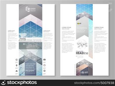 The abstract minimalistic vector illustration of the editable layout of two modern blog graphic pages mockup design templates. Polygonal geometric linear texture. Global network, dig data concept.. The abstract minimalistic vector illustration of the editable layout of two modern blog graphic pages mockup design templates. Polygonal geometric linear texture. Global network, dig data concept