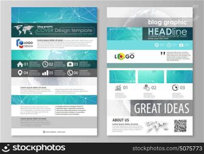 The abstract minimalistic vector illustration of the editable layout of two modern blog graphic pages mockup design templates. Chemistry pattern. Molecule structure. Medical, science background.. The abstract minimalistic vector illustration of the editable layout of two modern blog graphic pages mockup design templates. Chemistry pattern. Molecule structure. Medical, science background