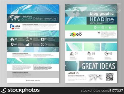 The abstract minimalistic vector illustration of the editable layout of two modern blog graphic pages mockup design templates. Chemistry pattern, molecule structure, geometric design background.. The abstract minimalistic vector illustration of the editable layout of two modern blog graphic pages mockup design templates. Chemistry pattern, molecule structure, geometric design background