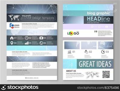 The abstract minimalistic vector illustration of the editable layout of two modern blog graphic pages mockup design templates. Polygonal texture. Global connections, futuristic geometric concept.. The abstract minimalistic vector illustration of the editable layout of two modern blog graphic pages mockup design templates. Polygonal texture. Global connections, futuristic geometric concept
