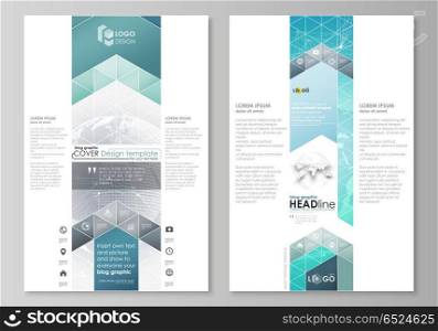 The abstract minimalistic vector illustration of the editable layout of two modern blog graphic pages mockup design templates. Chemistry pattern. Molecule structure. Medical, science background.. The abstract minimalistic vector illustration of the editable layout of two modern blog graphic pages mockup design templates. Chemistry pattern. Molecule structure. Medical, science background