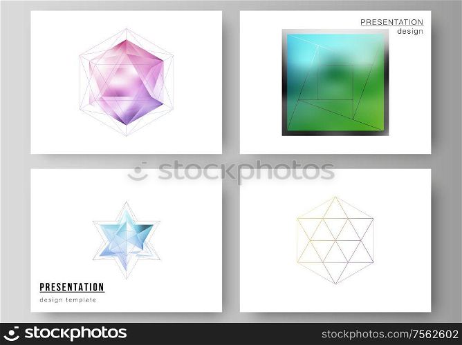 The abstract vector illustration layout of the presentation slides design business templates. 3d polygonal geometric modern design abstract background. Science or technology vector illustration. The abstract vector illustration layout of the presentation slides design business templates. 3d polygonal geometric modern design abstract background. Science or technology vector illustration.