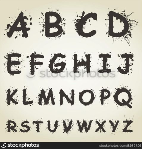 The alphabet from letters of blots. A vector illustration