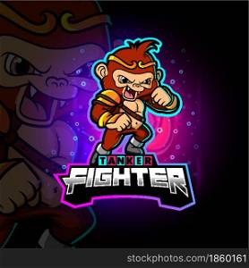 The angry fighter monkey esport mascot design