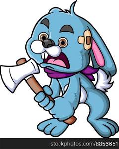 The angry rabbit holding axe of illustration