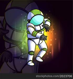 The astronaut is doing the break dance esport mascot design