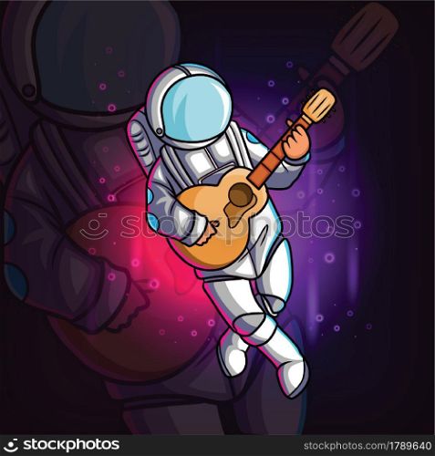 The astronaut playing the guitar of illustration