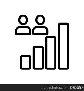 The audience graph is an icon vector. Thin line sign. Isolated contour symbol illustration. The audience graph is an icon vector. Isolated contour symbol illustration