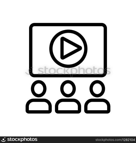 the audience video icon vector. Thin line sign. Isolated contour symbol illustration. the audience video icon vector. Isolated contour symbol illustration