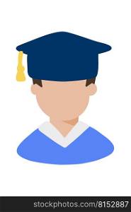 The avatar of the graduate. Student icon. Vector illustration in a flat style, isolated on a white background. The avatar of the graduate. Student icon. Vector illustration in a flat style, isolated on a white background.