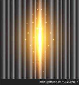 The background image of the black curtain is open with the beam coming out. grand opening vector