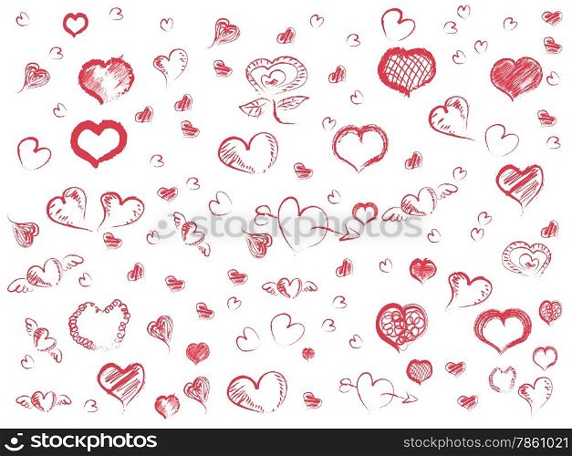 the background of doodle red hearts seamless pattern for valentine&rsquo;s day