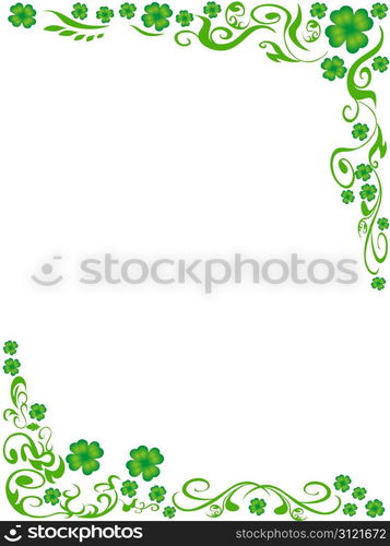 the background of four-leaved clover frame with copy space in the middle