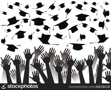 the background of hands celebrating graduation