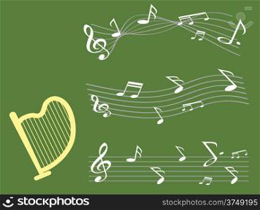 the background of harp with music note for st patrick day