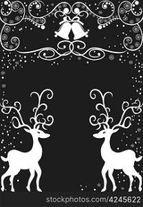 the background of reindeer with floral Decoration for christmas