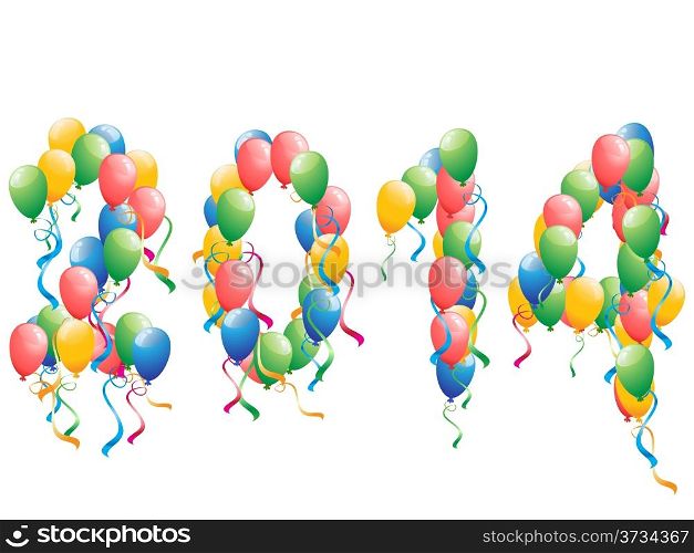 the balloons background of 2014 new year