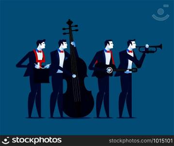 The Band. Business team relax. Concept business vector illustration.