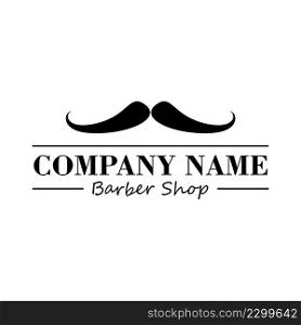 The Barber. Handsome man with beard and mustache. Scissors. Barber shop symbol.
