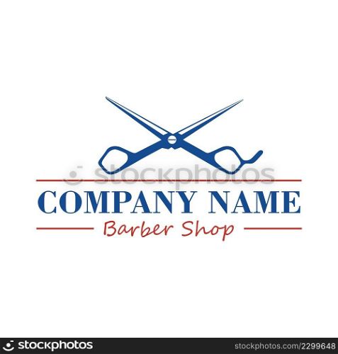 The Barber. Handsome man with beard and mustache. Scissors. Barber shop symbol.