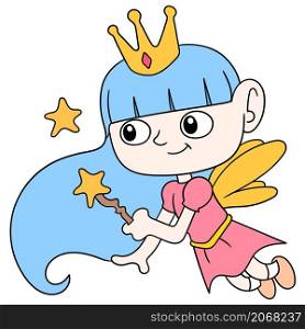 the beautiful fairy girl flies with a magic wand to fulfill your dream