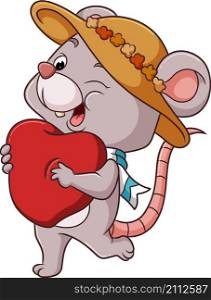 The beautiful mouse is carrying love and wearing a cap