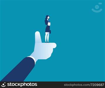 The best businesswoman of corporation, manager thumbs up. Concept business worker illustration. Vector cartoon character and abstract
