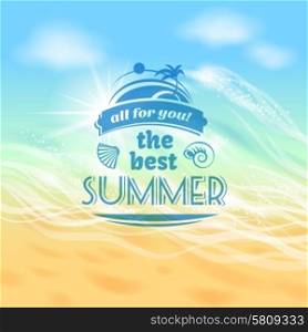 The best summer ever tropical holiday vacation background advertisement poster with beach sea waves abstract vector illustration. Summer holiday vacation background poster