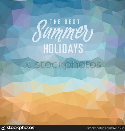 The best summer holidays. Poster on tropical beach background. Vector eps10.