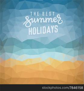 The best summer holidays. Poster on tropical beach background. Vector eps10.