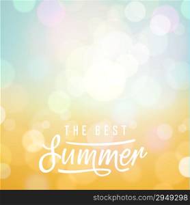 The best summer. Poster on tropical beach background. Vector eps10.