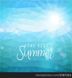 The best summer. Poster on tropical beach background. Vector eps10.