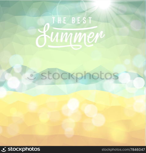 The best summer. Poster on tropical beach background. Vector eps10.