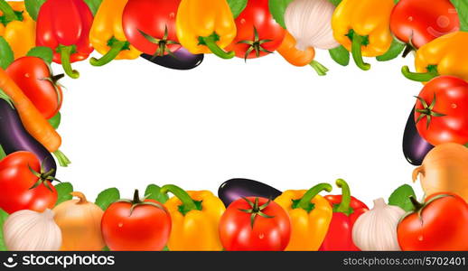 The big colorful group of vegetables. Vector.