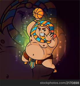 The big egyptian play the basket ball esport mascot design