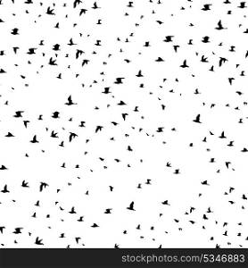 The big flight of birds flies. A vector illustration