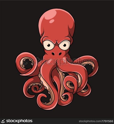 The big octopus with the big eyes and a lot of tentacles of illustration