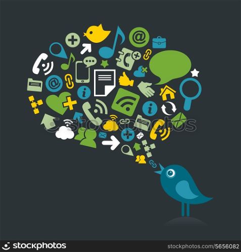 The bird speaks about the social. A vector illustration