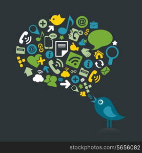 The bird speaks about the social. A vector illustration