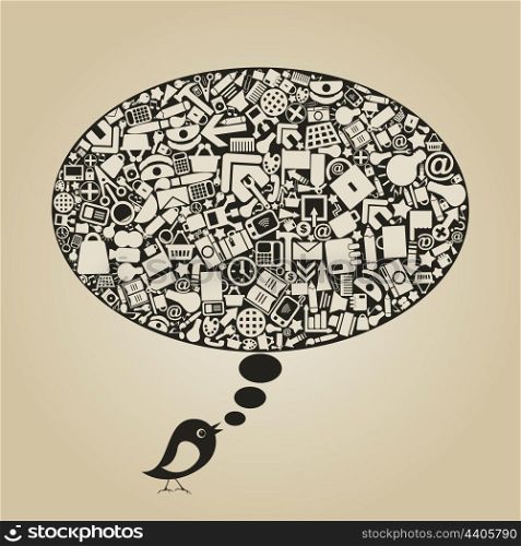 The bird speaks office on a theme. A vector illustration