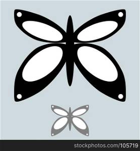 The black and grey butterfly in the simple style.. The black and grey butterfly in the simple style it is set icons.