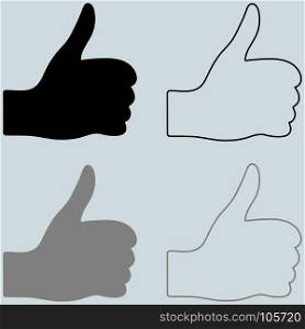 The black and other color hand with finger up.. The black and other color hand with finger up it is set icons.
