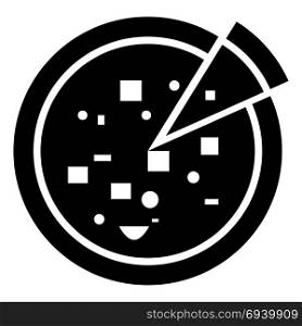 The black pizza icon with part.. The black pizza icon with part black and white color.