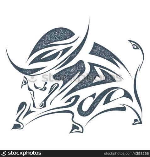 The black silhouette a angry bull on a white background. Stock vector illustration.