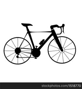 the black silhouette road bike on isolated white background.