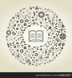 The book in a scientific circle. A vector illustration